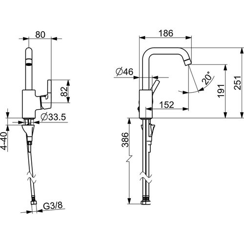 HANSA HANSAPALENO Waschtischarmatur, Ausladung 152 mm, chrom, 56432203