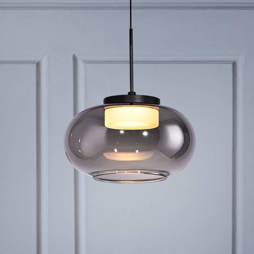SCHÖNER WOHNEN LED-Hängelampe Sia, 1-fl., rauchgrau, 3.000 K