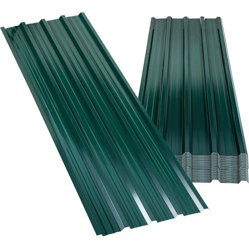 24x Trapezblech 129x46cm = 14m² Dachplatten Dachblech für Gerätehaus Carport Profilblech Wandblech Dachblech Grün verzinkt Wellblech