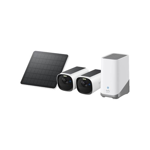 Eufy E40 Starter-Set 2+1 Kamera mit Homebase und Solarpanel weiß Überwachungskamera