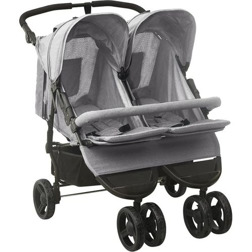 Geschwisterwagen Hellgrau Stahl