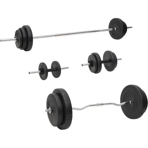 Langhantel und Kurzhantel mit Gewichten 90 kg