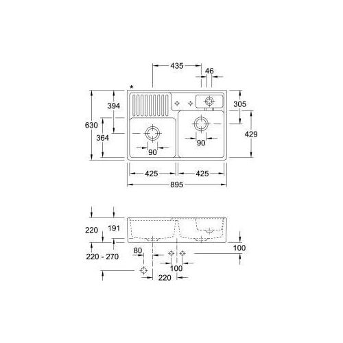 Villeroy & Boch 632391R8 Spülstein 895x630mm Resteschale