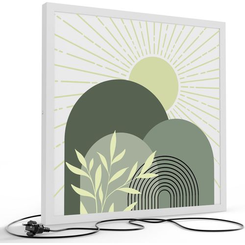 DEQORI LED-Bild & Lampe 60x60 cm Weiß 'Lichtspiel der Natur' Leuchtbild LED Leuchte