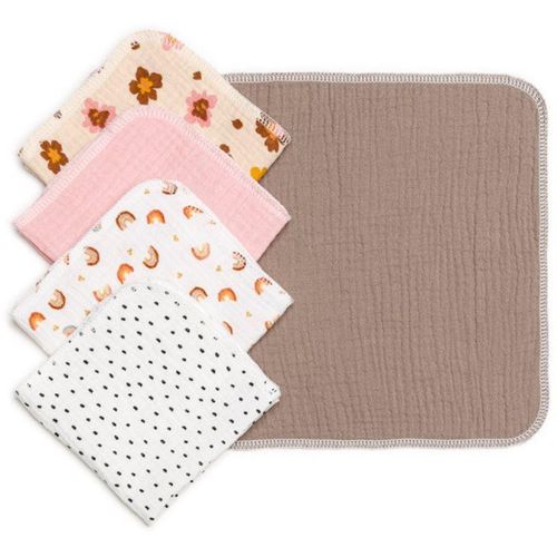 T-TOMI BIO Muslin Napkins doekjes 25 x 25 cm Girl 5 st