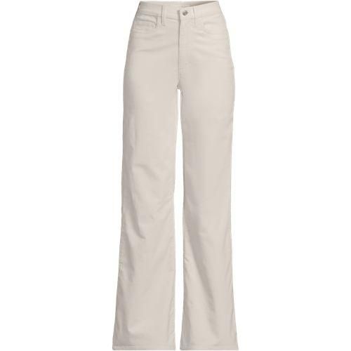 Feincord-Schlaghose High Waist für Damen, Damen, size: regular, Elfenbein, Elasthan/Baumwoll-Mischung, by Lands' End