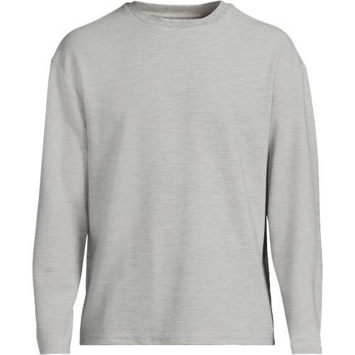 Ottoman-Rippshirt mit langen Ärmeln, Herren,  Grau, Baumwolle/Polyester/Baumwoll-Mischung, by Lands' End
