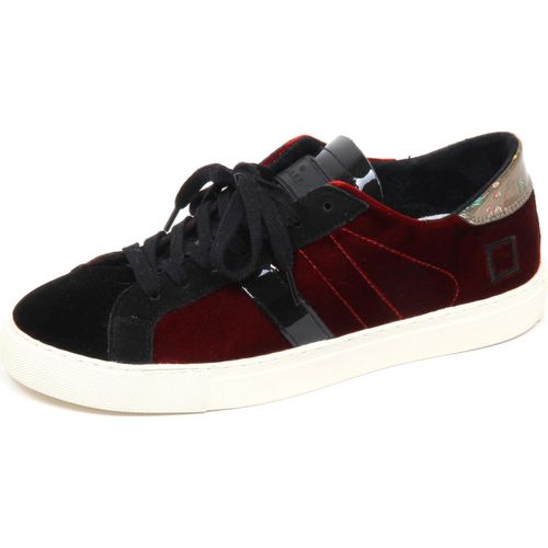E3502 Trainer Frau Samt D.A.T.E. NEWMAN schwarz/rot Samt Schuhe Schuh Frau