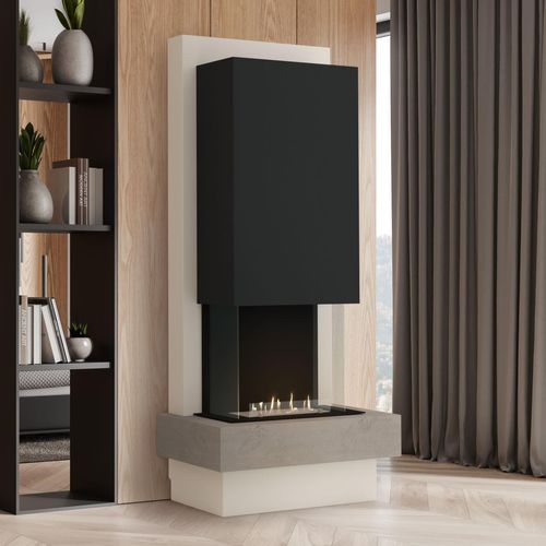 muenkel design Milano [moderner Design Ethanolkamin]: Jura (Schiefer beige) - Planika Senso - weiß