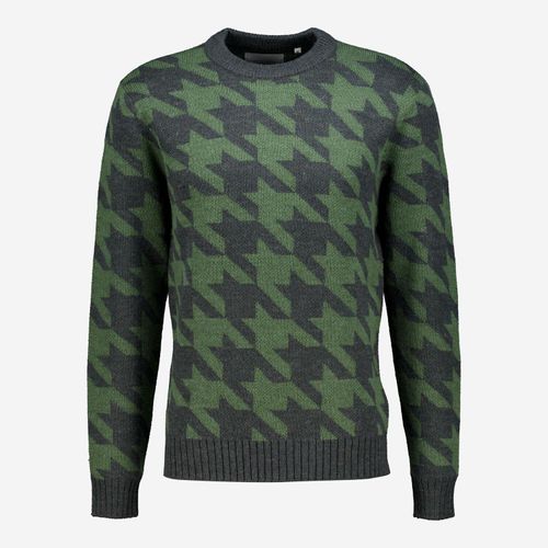 Grün-grauer gemusterter Pullover