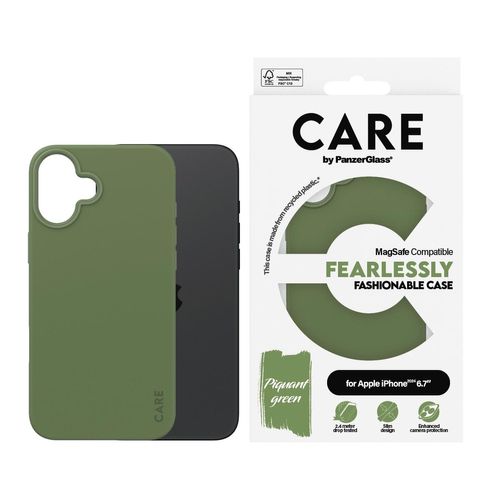 CARE BY PANZERGLASS Handyhülle "Fashionable Case für Apple iPhone 16 Plus", grün, B:11cm H:2cm T:20cm, Hüllen, Backcover, Schutzhülle, Handyschutzhülle, Case, Schutzcase, stoßfest