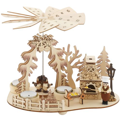 Weihnachtspyramide HOME AFFAIRE "Bäckerei, Weihnachtsdeko", beige (natur, braun), B:32cm H:23cm T:19cm, Holzwerkstoff, Weihnachtspyramiden, Teelichtpyramide mit Räucherofen, Höhe ca. 23 cm