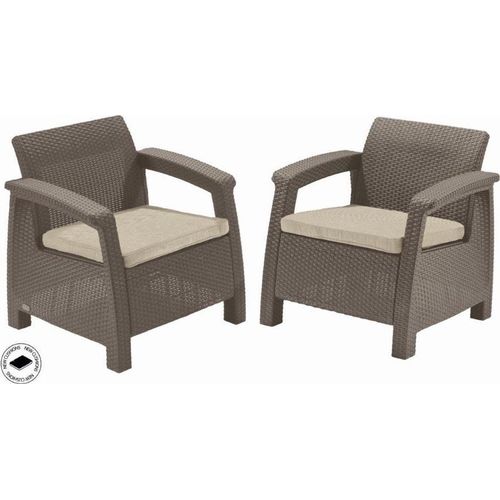 Gartenmöbel Keter Corfu duo Satz von zwei Cappuccino Sesseln