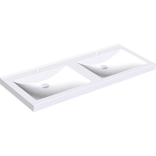 KWC AR Doppelwaschtisch, QUADRO, MIRANIT, 1400x125x530 mm, Mulden re-eckig, Hl.