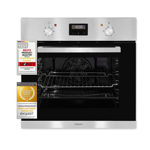 Exquisit EBE 657-2U Einbaubackofen | 59 L Backofenvolumen | Heißluft | Teleskopauszüge | Schwarz