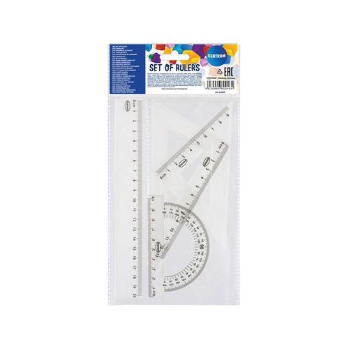 CENTRUM Geometry set 20cm. 4 pieces. Clear plastic