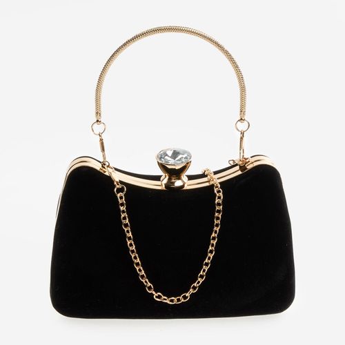 Schwarze Handtasche mit goldfarbenen Akzenten