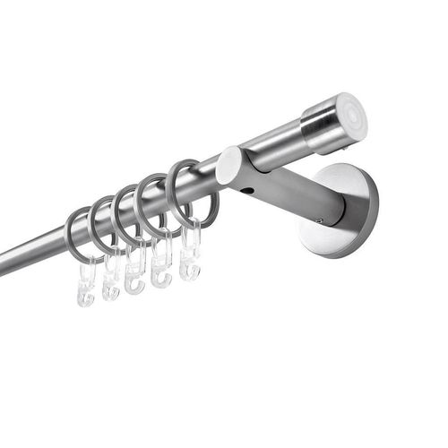 Boxxx Rundstangengarnitur , Edelstahl , Metall , 120 cm , Wohntextilien, Gardinen & Vorhänge, Gardinen-Stangen