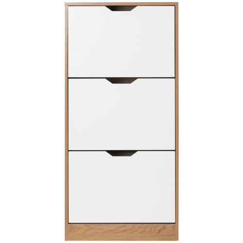 Mid.you Schuhkipper , Natur, Weiß , Holzwerkstoff , 55x117x23.5 cm , Garderobe, Schuhaufbewahrung, Schuhkipper