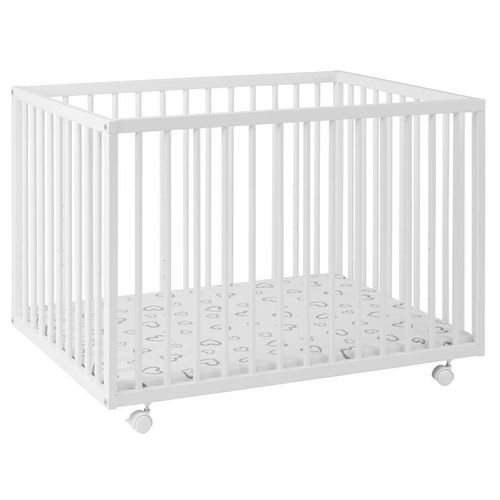 My Baby Lou Laufgitter , Weiß , Holz, Kunststoff , Buche , Hartholz , 75x68x100 cm , gepolsterter Boden, höhenverstellbar, schadstoffgeprüft , Kindersicherheit