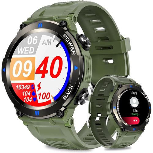 Herren Smartwatch mit Telefonfunktion, 1,32 Zoll wasserdicht, robuste Sportuhr mit Schlafüberwachung, Herzfrequenz, SpO2-Blutdruckmessung Android iOS