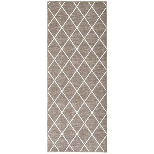 Floordirekt Läufer Cosenza , Weiß, Hellbraun , Textil , Raute , rechteckig , 80x250 cm , pflegeleicht , Teppiche & Böden, Teppiche, Teppichläufer