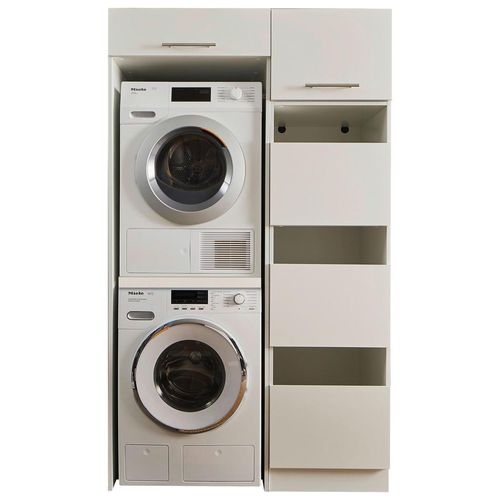 Hauswirtschaftsraum Laundreezy, Weiß, Holzwerkstoff, 117.5x200x67.5 cm, Waschküche, Hauswirtschaftsraum