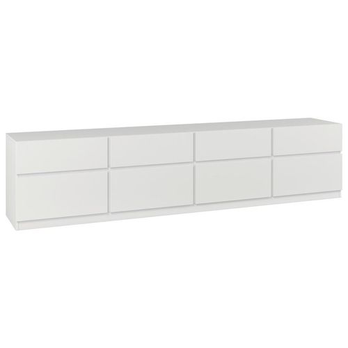 Mid.you Lowboard Bern , Weiß , Holzwerkstoff , 4 Schubladen , 225x52.5x40 cm , FSC , stehend , Wohnzimmer, Wohnwände, Lowboards