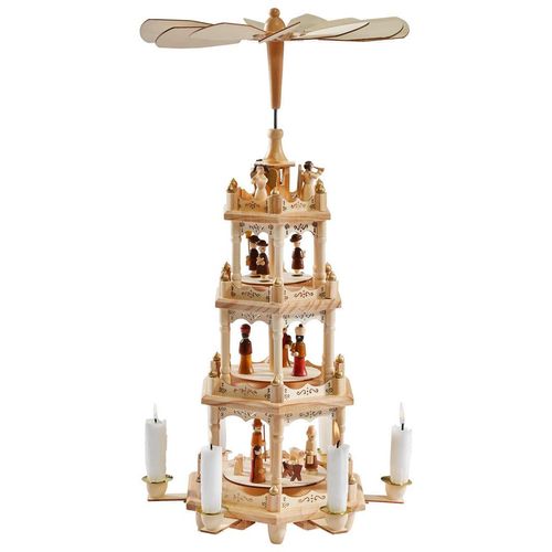 Weihnachtspyramide , Braun, Natur , Holz , 19x49x19 cm , zum Stellen , Dekoration, Weihnachtsdekoration, Winterdeko