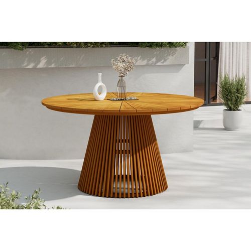 Ambia Garden Gartentisch , Teak , Holz , Teakholz , massiv , rund , rund , 140x76x140 cm , Gartenmöbel, Gartentische, Gartentische