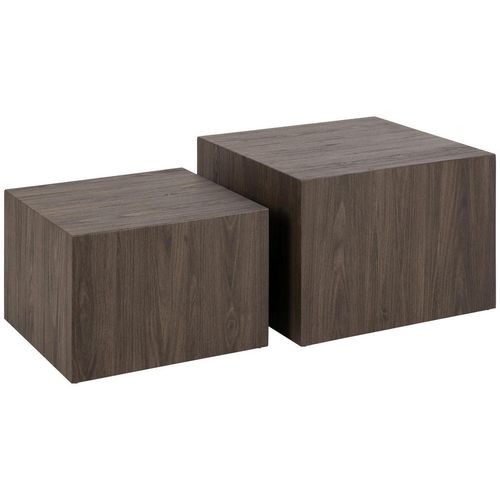 Couchtischset , Dunkelbraun , Holzwerkstoff , 2-teilig , quadratisch , 58x40x50 cm , Wohnzimmer, Wohnzimmertische, Satztische