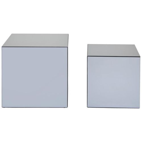 Mid.you Couchtischset , Grau , Glas, Holzwerkstoff , 2-teilig , 50x40x40 cm , Wohnzimmer, Wohnzimmertische, Satztische