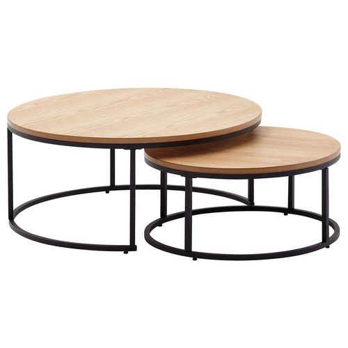 Mid.you Satztisch , Braun , Holzwerkstoff , 2-teilig , rund , eckig , 80x36x80 cm , Wohnzimmer, Wohnzimmertische, Satztische