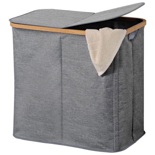 Kesper Wäschesack, Grau, Holz, Kunststoff, Bambus, 50x33x54.50 cm, Fsc, reißfest, strapazierfähig, Ordnen & Aufbewahren, Wäschekörbe & Tonnen