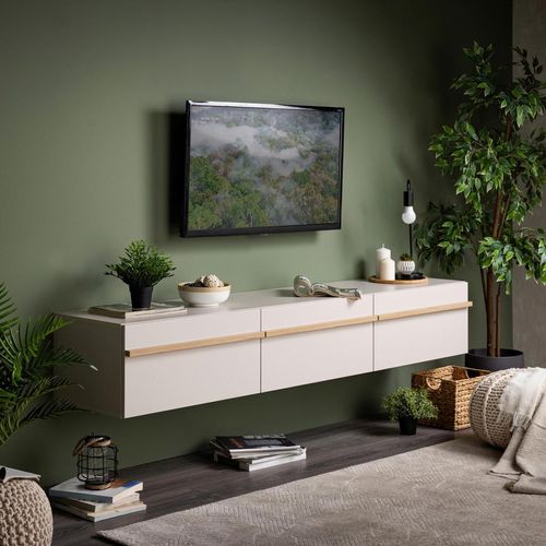 Carryhome Lowboard , Kaschmir, Eiche Artisan , Holzwerkstoff , 192x32x41.5 cm , hängend, in verschiedenen Größen erhältlich , Wohnzimmer, Wohnwände,