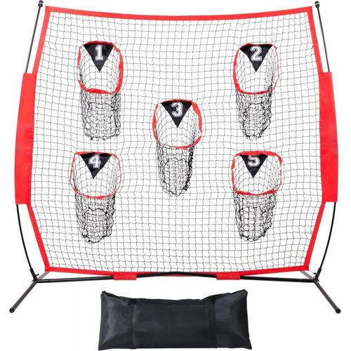 246 x 150,5 x 250 cm Fussballtrainer-Wurfnetz - Trainings-Wurfziel-Ubungsnetz mit 5 Zieltaschen - Knotenloses Netz - inkl. Bogenrahmen & Tragbarer Tragetasche - QB-Wurfgenauigkeit