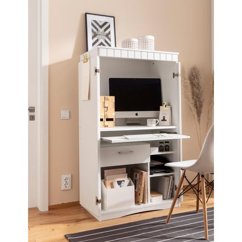 Sekretär VOGL MÖBELFABRIK "Niklas", weiß, B:80cm H:138cm T:50cm, Sekretäre, Sekretär, PC-Schrank, Home Office, Maße 80x50x138 cm, Made in Germany