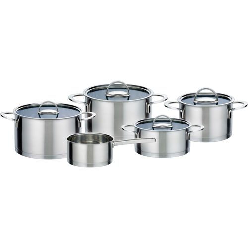 Topf-Set GSW "Elegance", silber, Töpfe, handfreundliche Kaltmetallgriffe, Literskala. Induktion