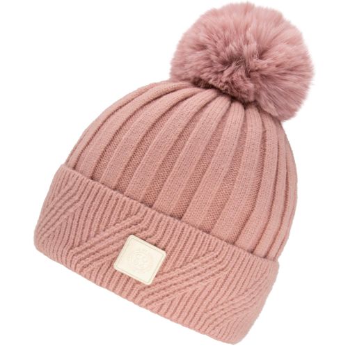 Bommelmütze CHILLOUTS, Damen, rosa (rose), Baumwollmischung, unifarben, Mützen, mit elastischem Bündchen