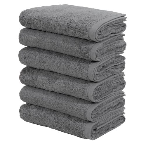 Handtücher MY HOME "Handtuch Merida, 6 Handtücher (50x100cm)", grau (dunkelgrau), B:50cm L:100cm, Frottier, Frottier, Handtücher, kuschelig weich, 100% Baumwolle