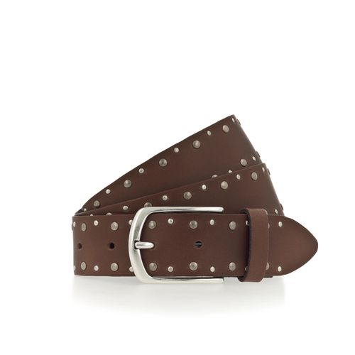 Nietengürtel MUSTANG, Damen, Gr. 75, braun (baileys), Rindsleder, unifarben, Gürtel, Mit Nieten verziert, 3,5 cm
