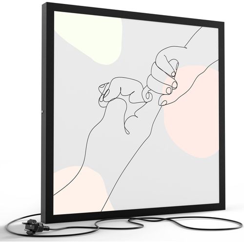 DEQORI LED-Bild & Lampe 60x60 cm Schwarz 'Zarte Verbindung' Leuchtbild LED Leuchte