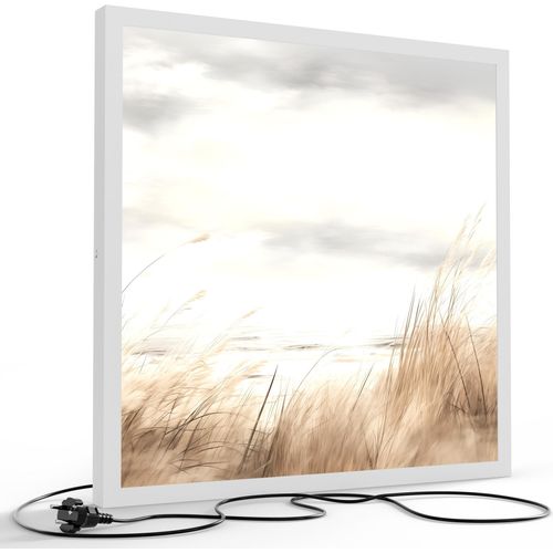 DEQORI LED-Bild & Lampe 60x60 cm Weiß 'Melodie der Nordsee' Leuchtbild LED Leuchte