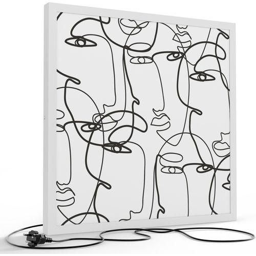 DEQORI LED-Bild & Lampe 60x60 cm Weiß 'Linien formen Gesichter' Leuchtbild LED Leuchte