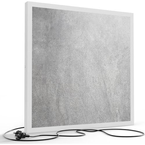 DEQORI LED-Bild & Lampe 60x60 cm Weiß 'Verputzte Steinmauer' Leuchtbild LED Leuchte