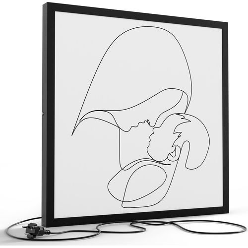 DEQORI LED-Bild & Lampe 60x60 cm Schwarz 'Mutterliebe' Leuchtbild LED Wandbild Leuchte