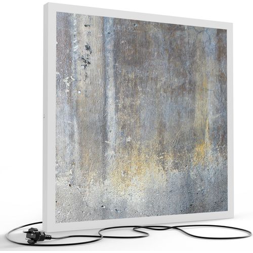 DEQORI LED-Bild & Lampe 60x60 cm Weiß 'Rissige Putztextur' Leuchtbild LED Leuchte