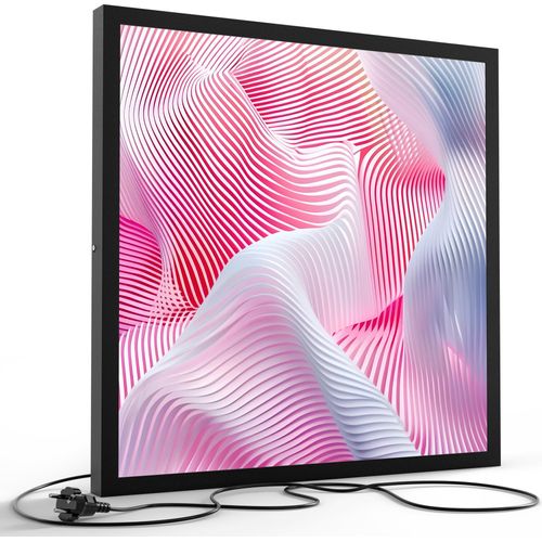 DEQORI LED-Bild & Lampe 60x60 cm Schwarz 'Farbklang in Bewegung' Leuchtbild LED Leuchte