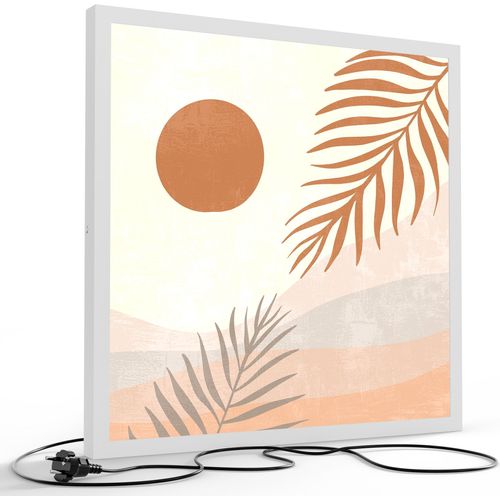 DEQORI LED-Bild & Lampe 60x60 cm Weiß 'Sandige Oase' Leuchtbild LED Wandbild Leuchte