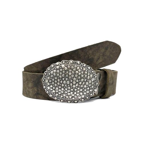 Koppelgürtel RETTUNGSRING GÜRTEL, Damen, Gr. 80, grau, Rindsleder, unifarben, vintage, Gürtel, Vintage-Look, Vollrindleder